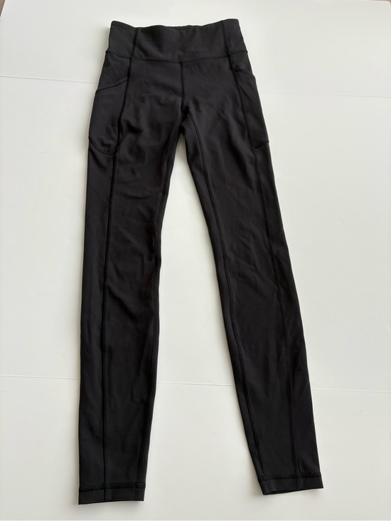lululemon athletica Pants - Lululemon Black Full Length Running Leggings Pockets Size 4 28”